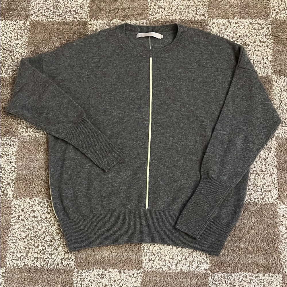 Gray contrast crewneck cashmere Sweater. One Grey Day. SZ.XS.
